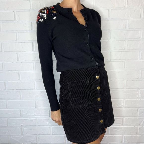 Zara Sweaters - ZARA jewel embellished shoulder black cardigan sweater S